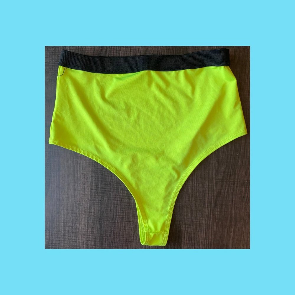 Bright neon green swim bottoms
